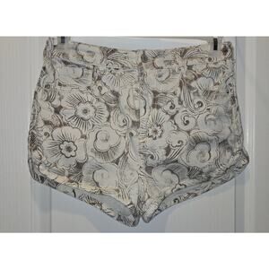 Anthropologie Pilcro Dolphin Ultra High-Rise Denim Shorts Floral Cream - 28